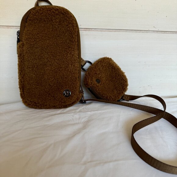 NWOT Lululemon Modular Phone Crossbody Bag Fleece Burnt Caramel Gunmetal Hardwar - Picture 4 of 15